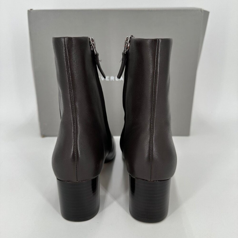Everlane The Day Boot Dark Brown Leather sz 8.5 Side Zip Ankle Bootie Square Toe - Picture 4 of 10